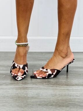Cute As A Button Cow Print Kitten Heel